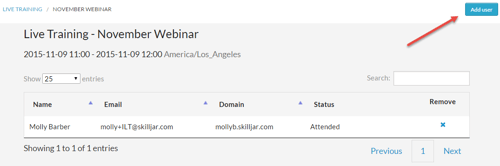 Add User to Skilljar Live Training